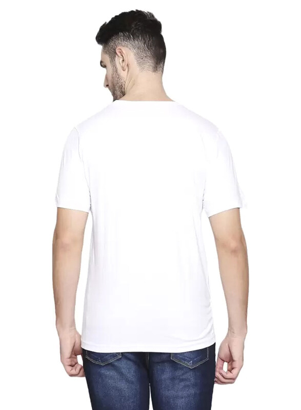 Beford Men's T-Shirt U-Neck, White, 4015, XXL