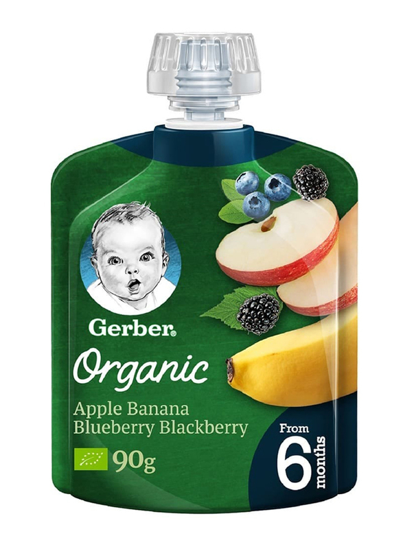 Gerber Organic Apple, Banana, Blueberry & Blackberry, 90g