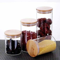 Blackstone Glass Jar Canister with Bamboo Lid Air Tight Container, 1500ml, YK4105, Beige