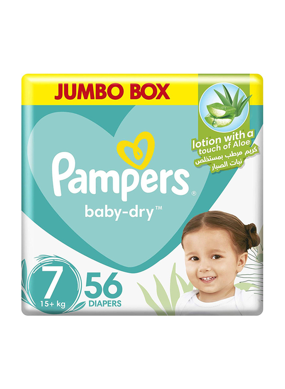 

Pampers Baby-Dry Diapers Lotion With A Touch Of Aloe, Size 7, 15+ Kg, 56 Count