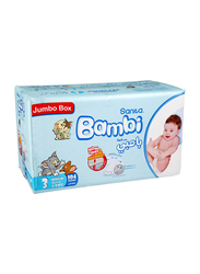 Sanita Bambi Baby Diapers, Size 3, Medium, Junior, 6-11 kg, 104 Counts