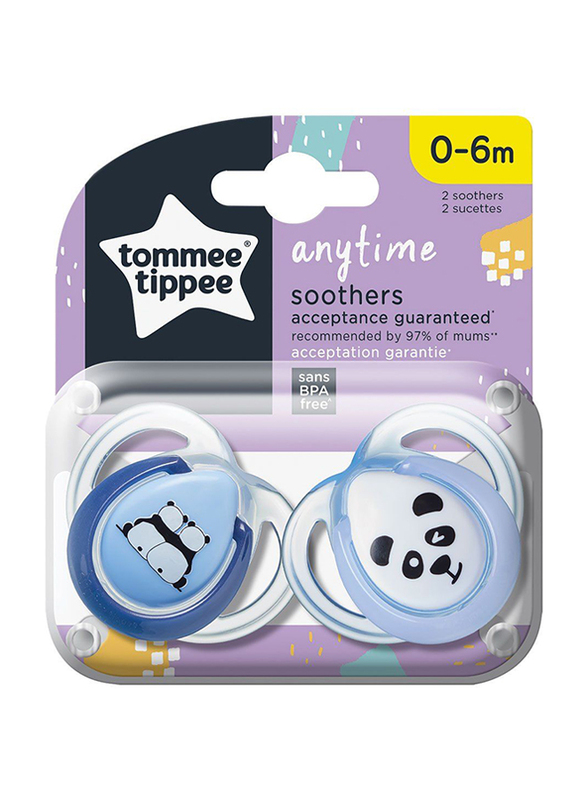 Tommee Tippee 2-Piece Anytime Soother for 0-6 Months Babies, Multicolour