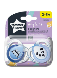 Tommee Tippee 2-Piece Anytime Soother for 0-6 Months Babies, Multicolour