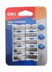 Deli 10-Piece 1 Hole Metal Pencil Sharpener, Silver