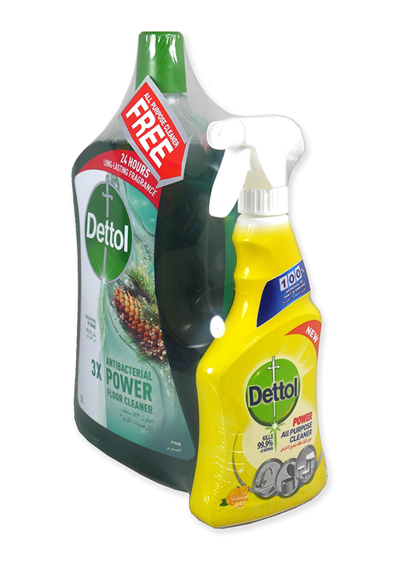 Dettol Pine Antibacterial Floor Cleaner, 3 Liters + All Purpose Cleaner, 500ml