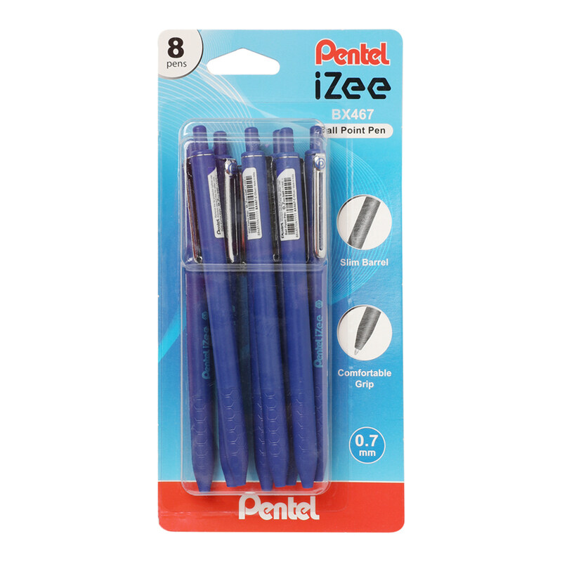 

Pentel 8-Piece Izee Ballpoint Pens, 0.7mm, Blue