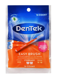 Dentek Fresh Mint Easy Brush Interdental Cleaners, Orange/White, 16 Count