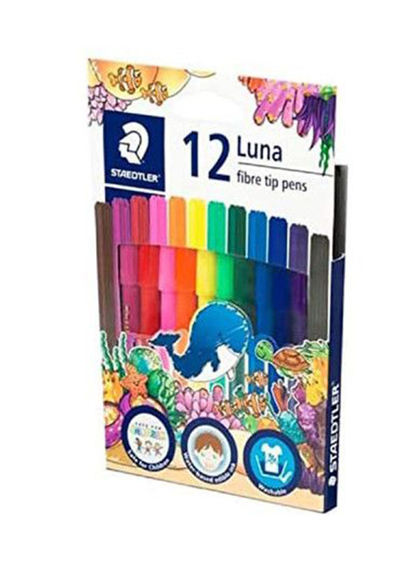 Staedtler 12-Piece Luna Fibre Coloured Tipped Pen, Multicolour