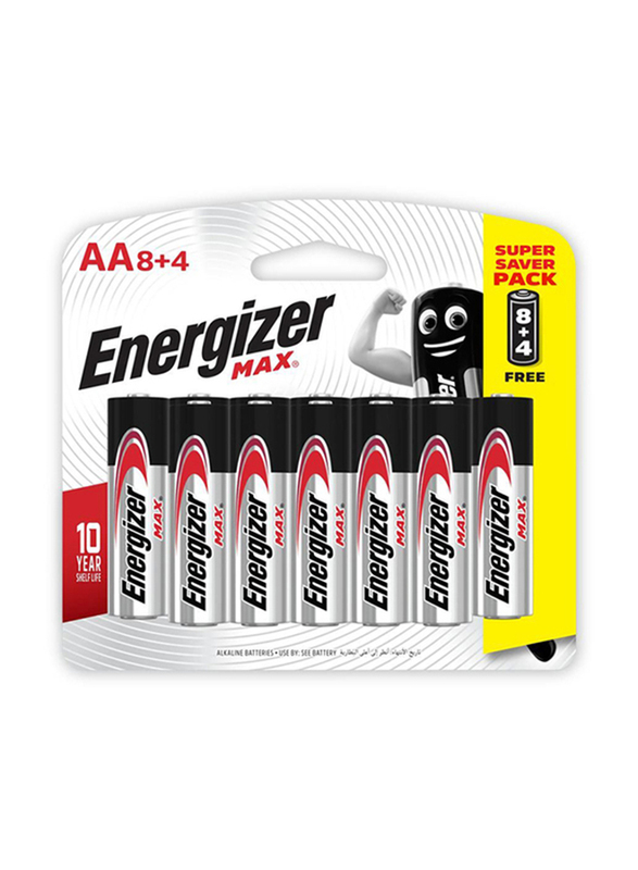 Energizer Max E91BP12 1.5V AA Alkaline Batteries - 12 Pieces