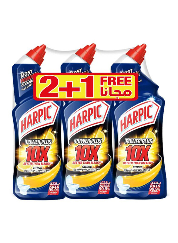 Harpic Power Plus Citrus Fresh Liquid Toilet Cleaner, 3 x 750ml