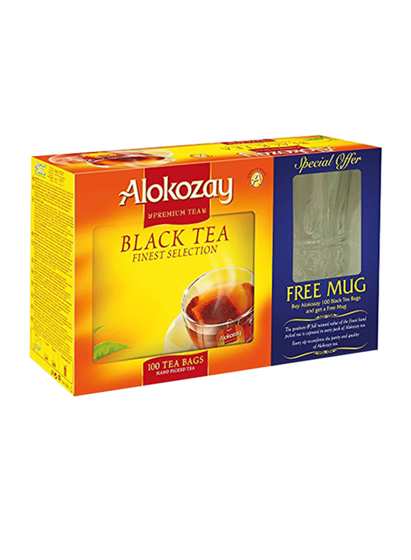 Alokozay Premium Finest Selection CTC Loose Black Tea with Mug, 100 Tea Bags