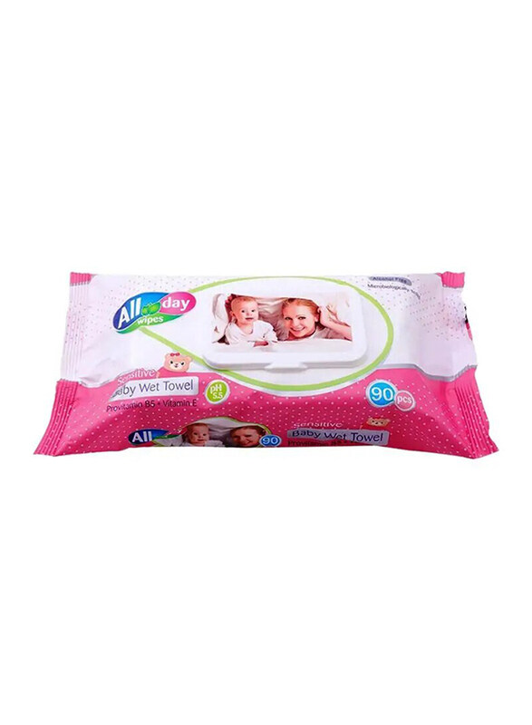 

All Day 90-Piece Baby Pink with Lid Baby Wipes for Kids