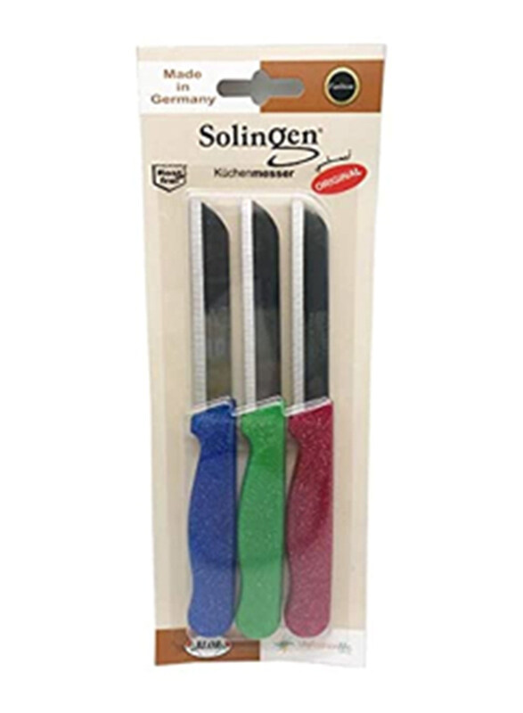 

Solingen 3-Piece Stainless Steel Knife Set with Glitter Handle, Multicolour