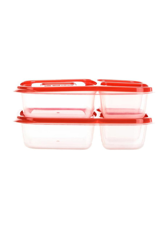 Lock & Lock E-Zlock Rectangle Container, 965ml, 2 Pieces, HLE7504, Red