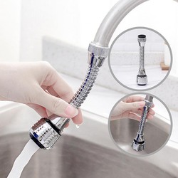 Verkk 14.5cm Sprayer 360 Degree Rotating Long Neck Water Saving Kitchen Sink Faucet Aerator, Silver/Black