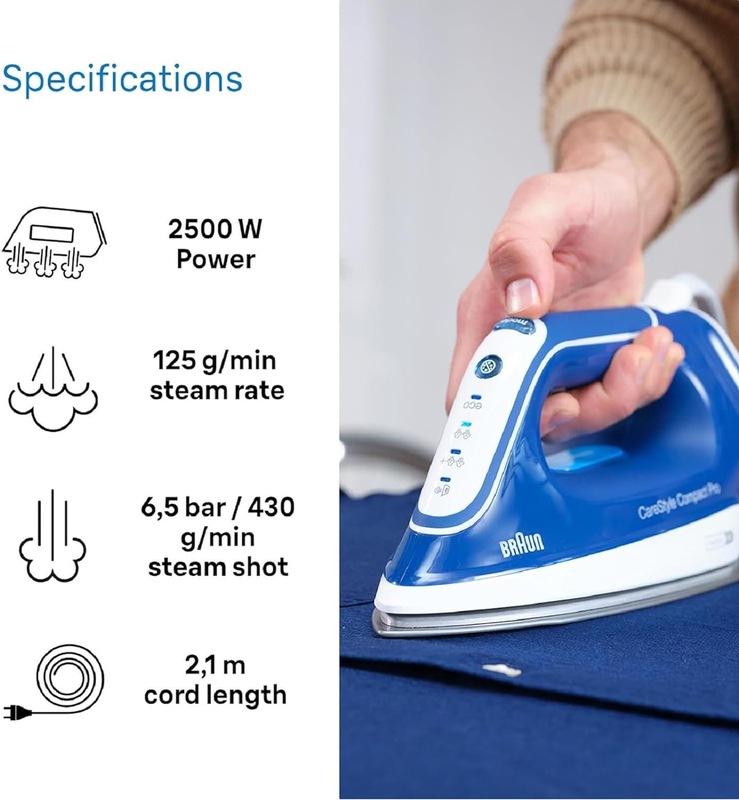 Braun Steam Generator Iron, 2400W, IS2565, Blue/White