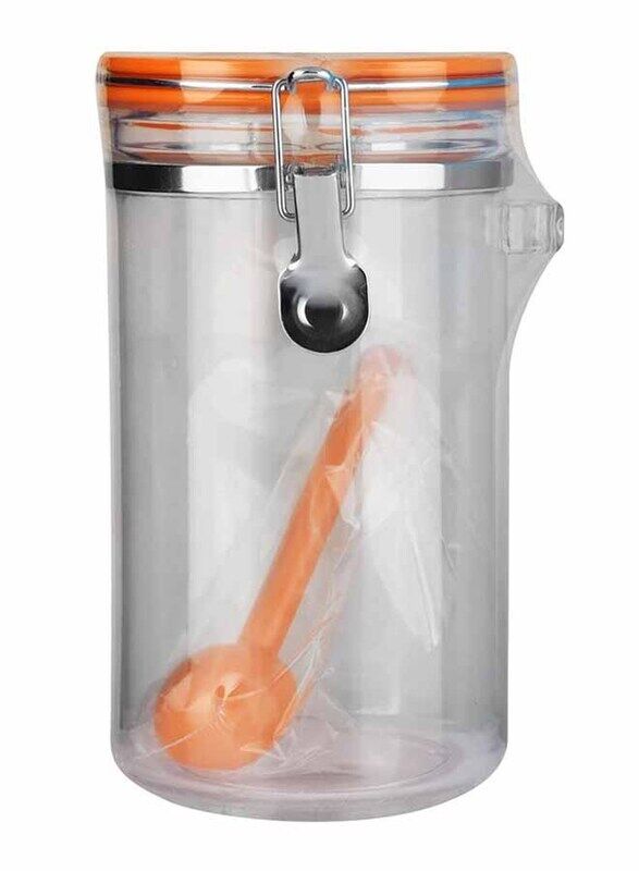 

Pioneer Storage Jar with Locker & Spoon, 1.5 Liter, Orange/Clear