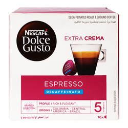 Nescafe Dolce Gusto Espresso Decaffeinato Coffee Capsules, 16 Capsules