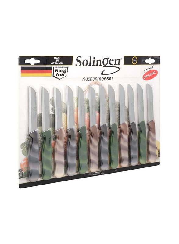 Solingen 12-Piece Stainless Steel Blade Multipurpose Knife with Marble Handle, Multicolour