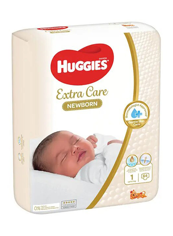 Huggies Newborn Disposable Baby Diapers - 0-5 Kg, Size 1, 64 Counts