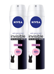 Nivea Invisible Black & White Anti-Perspirant Deodorant, 150ml, 2 Pieces
