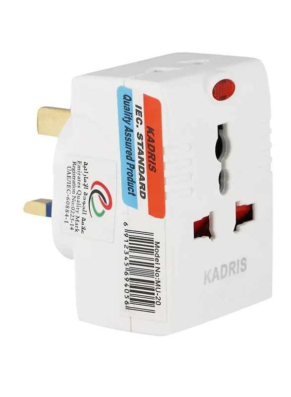 Kadris Travel Adaptor with Light, White