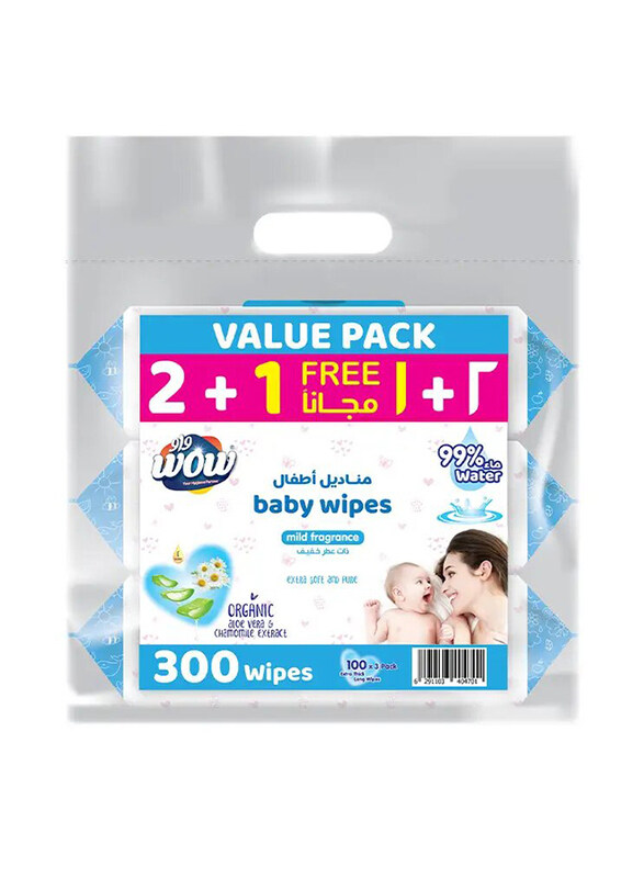 

Wow Baby Wipes Fragrance, 3 x 100 Sheets