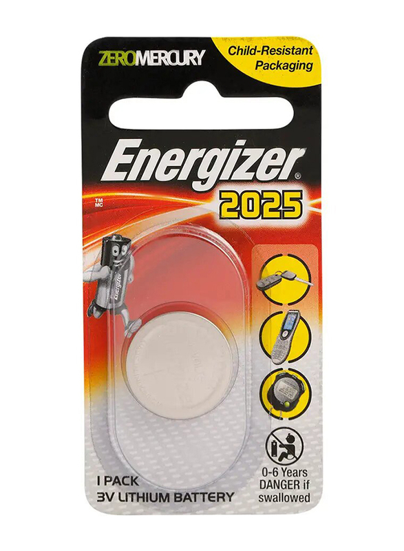Energizer 2025 3V Lithium Coin Battery, Silver