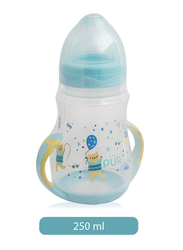 Pur BPA Free Wide Neck Base Handle Nipple Baby Bottle 250ml, Blue/Clear