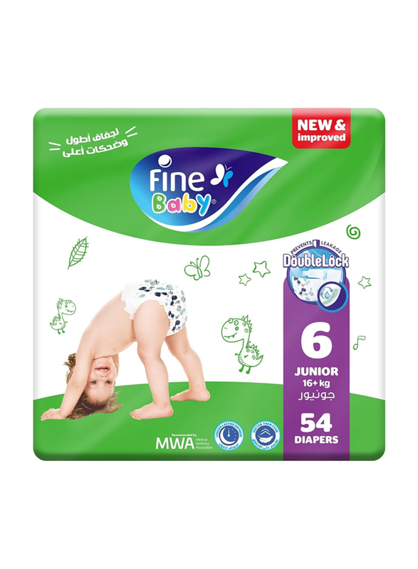 Fine Baby Diapers, Size 6, Junior, 16+ Kg, 54 Count