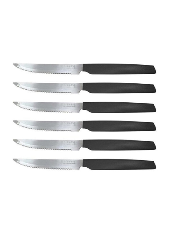 

Pedrini 6-Piece Steak Knives Set, Silver/Black