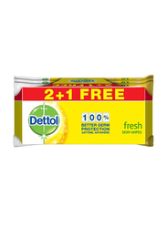 Dettol Fresh Antibacterial Skin Wipes, 3 x 10 Wipes