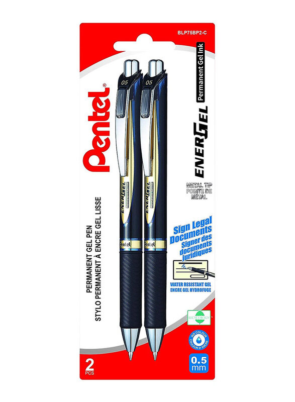 

Pentel Energel Permanent Retractable Liquid Gel Roller Pen, 0.5mm, 2 Pieces, Blue