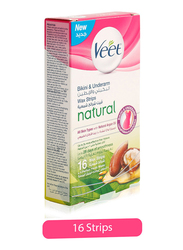 Veet Bikini and Underarm Natural Wax Strips, 16 Strips