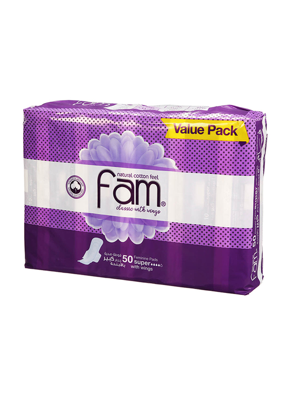 Fam Maxi Wings Super Sanitary Pads, 10 Pieces, 5 Packs
