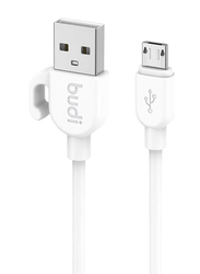 Budi 1-Meter Powerline Micro USB Cable, 2.4A USB Male to Micro USB for Smartphones/Tablets, White