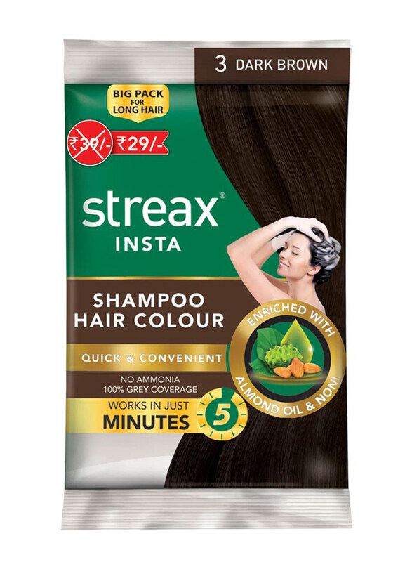 

Streax Insta Hair Color Shampoo, 125ml, 03 Dark Brown