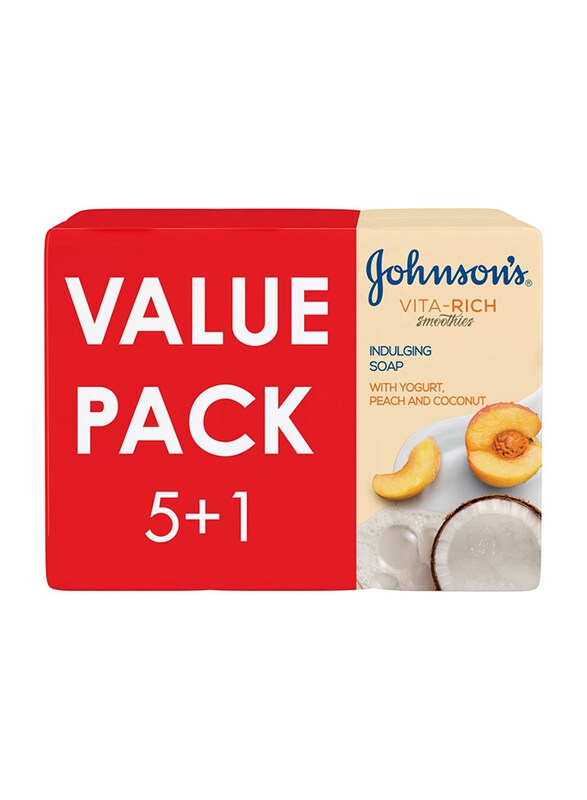 

Johnson's Vita-Rich Smoothies Indulging Body Soap with Yogurt/Peach/Coconut, 125gm, 6 Pieces