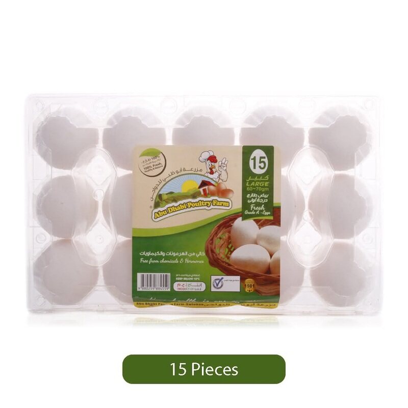 Abudhabi PouLitersy Farm White Eggs Large, 15 Eggs