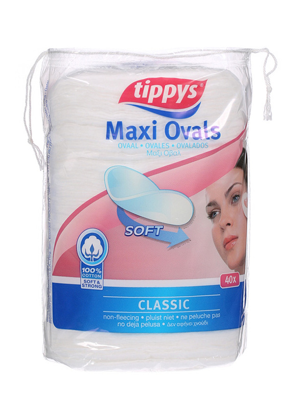 Tippys Maxi Oval Cotton Pads, 40 Pieces