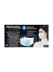 Alokozay Disposable 3ply Face Masks with Ear Loop, 50 Pieces