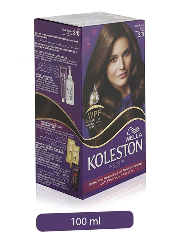 Wella Koleston Color Cream Kit, 3/0 Dark Brown, 100ml