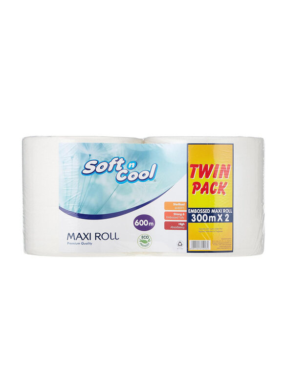 

Soft N Cool Sterilized Embossed Maxi Roll Twin Pack, 600 Meter x 2 Rolls