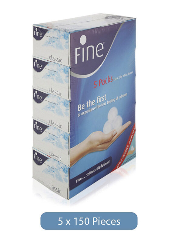 

Fine 2 Ply White Facial Tissues - 5 x 150 Pieces