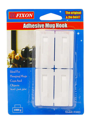 Fixon 4-Piece ABS Adhesive Mug Hooks, White
