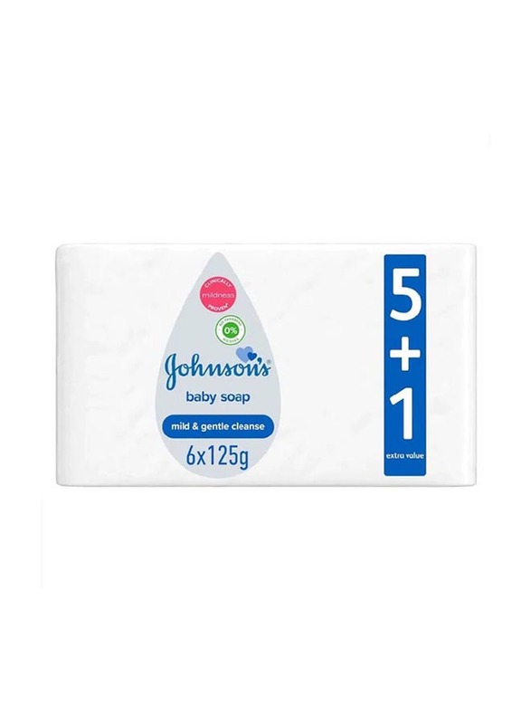 Johnson's  6-Piece 125gm Mild & Gentle Cleanse Baby Soap for Newborn, White