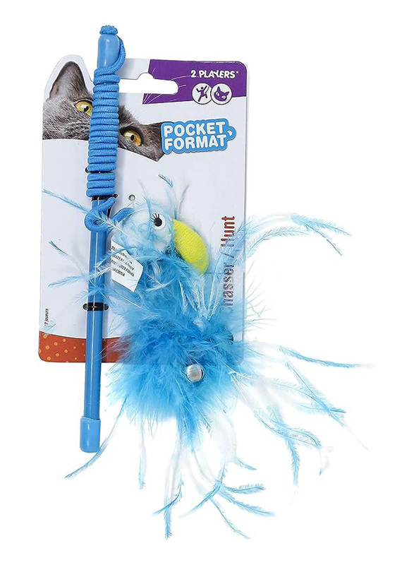 Agrobiothers Flamingo Mini Teaser Wand Rod Cat Toy, Blue