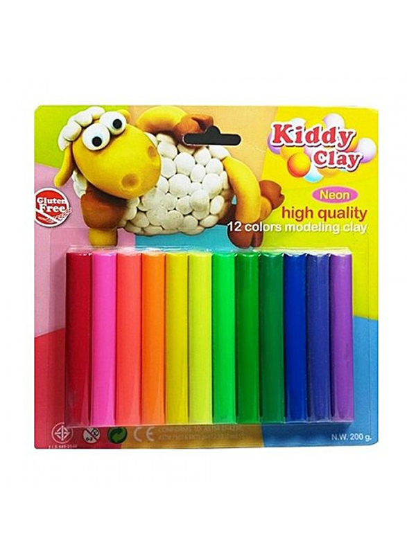 Kiddy Clay Colour Modeling Clay Set, 12 Pieces x 200g