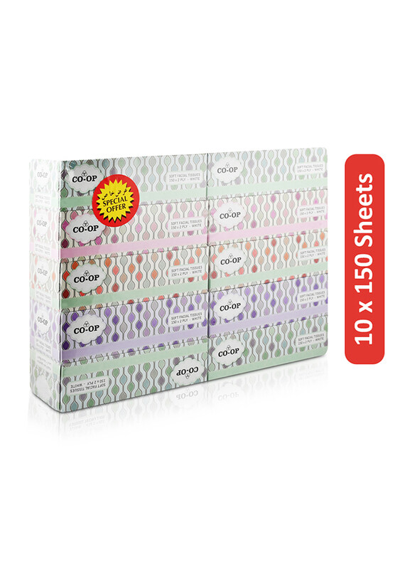 

Co-Op Super Soft Facial Tissues, 10 x 150 Sheets