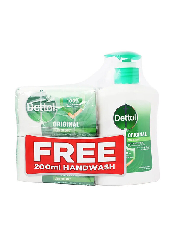 

Dettol Fresh Antibacterial Bar Soap, 200ml Handwash Free, 4 x 165gm, 5 Pieces